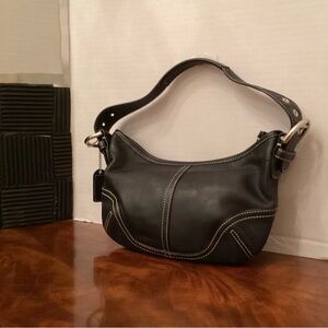Vintage COACH Ergo Black Leather Hobo Bag - Contrast Stitch - Y2K Classic